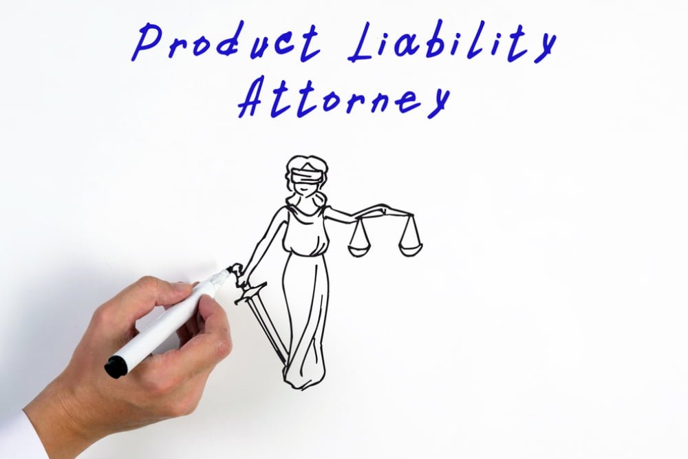 product liability attorney with sign on the piece of paper